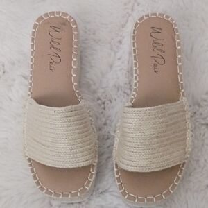 Wild Pair Beige Platform Slide Sandals
